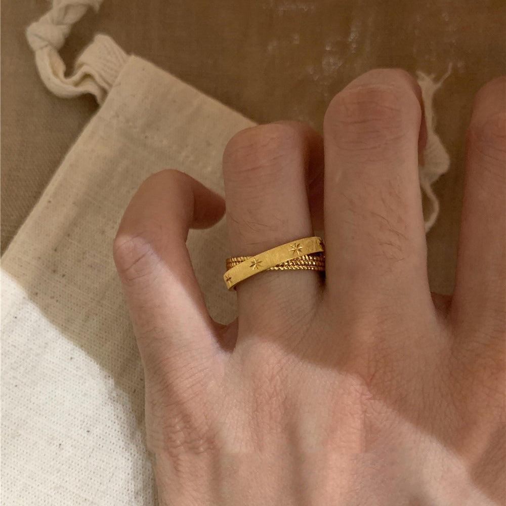 Women's Mercury Double Brushed Asterism Light Luxury Rings