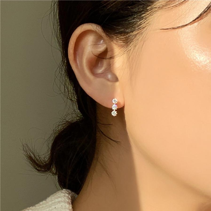 Women's Fan Korean Style Sterling Sier Zircon Earrings