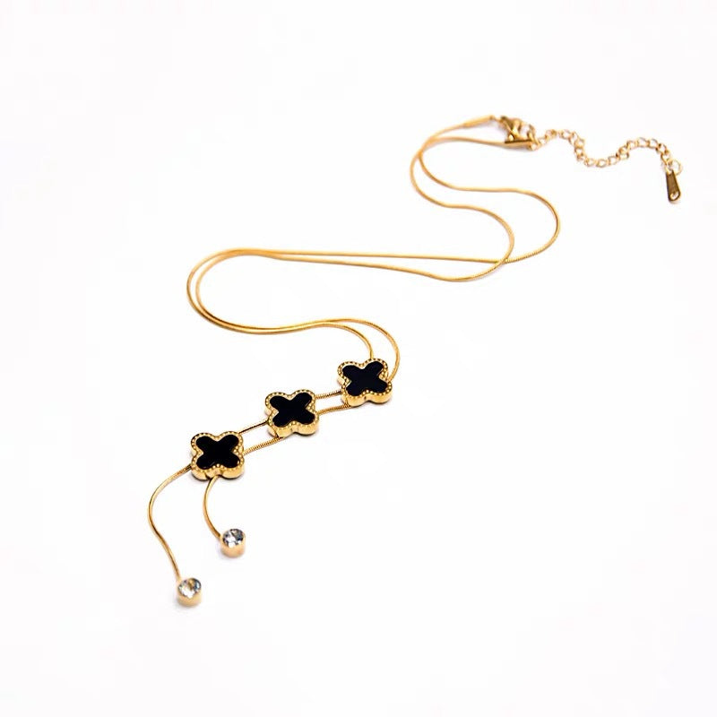 Titanium Steel Three-color Clover Trendy Summer Necklaces