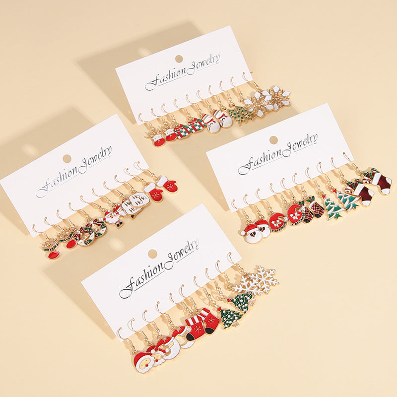 Pairs Suit Red Green Color Matching Earrings