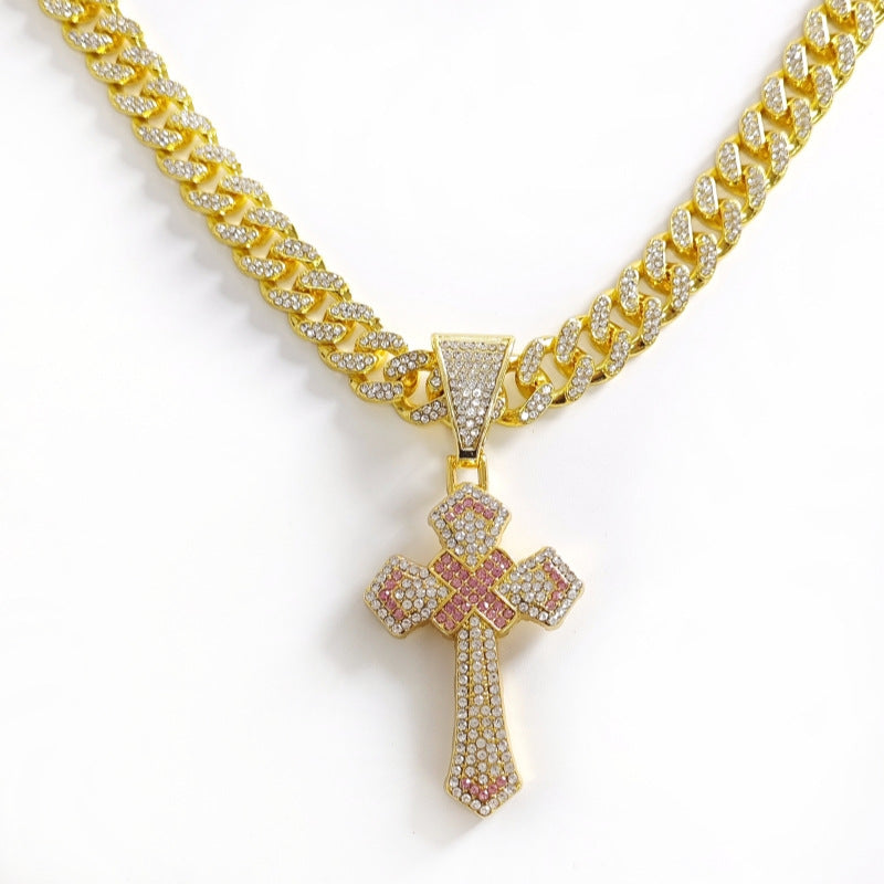 Men's Hop Cross Two-tone Blue Pink Personality Pendants