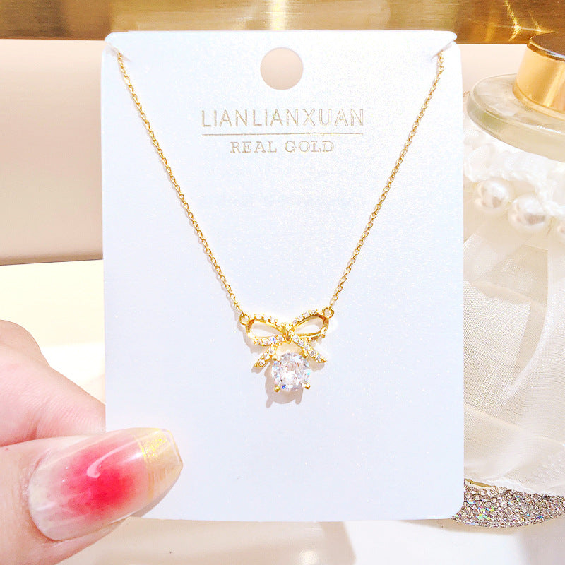 Women's Copper Summer High-grade Simple Refined Zircon Gold Necklaces