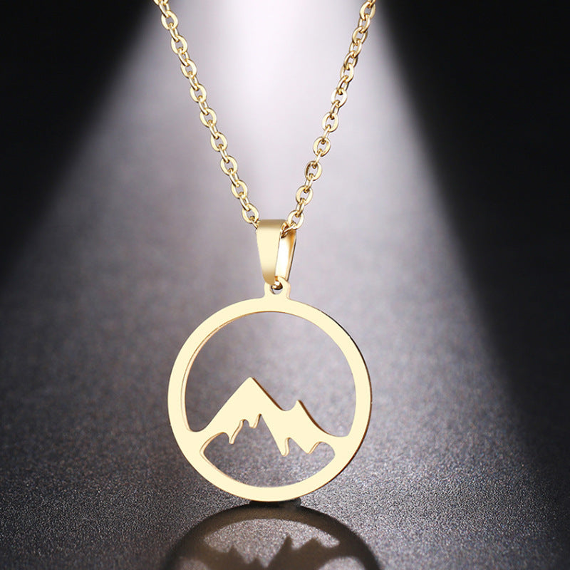 Women's & Men's Plated Stainless Steel Mountain Pillar Snow Necklace