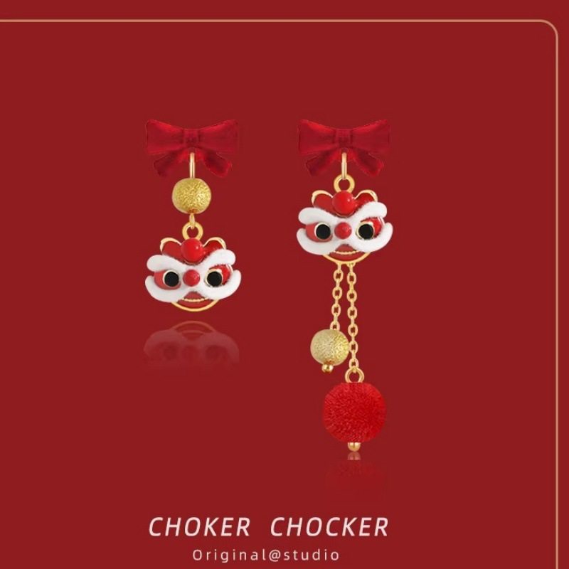 Women's Life Red Veet Pony Pearl For Niche Design Atmosphere Unique Stud Earrings