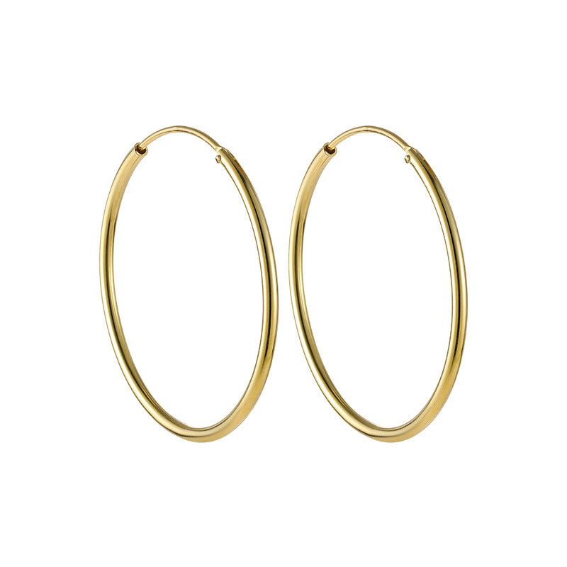 Women's Sier Golden Circle Hollow Tube Fashion Earrings