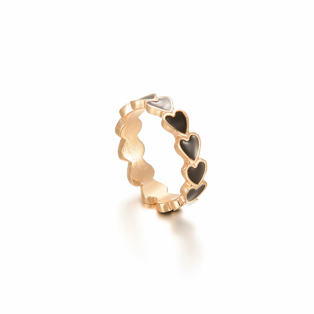 Women's Oil Dripping Love Lace Simple Heart-shaped Rings