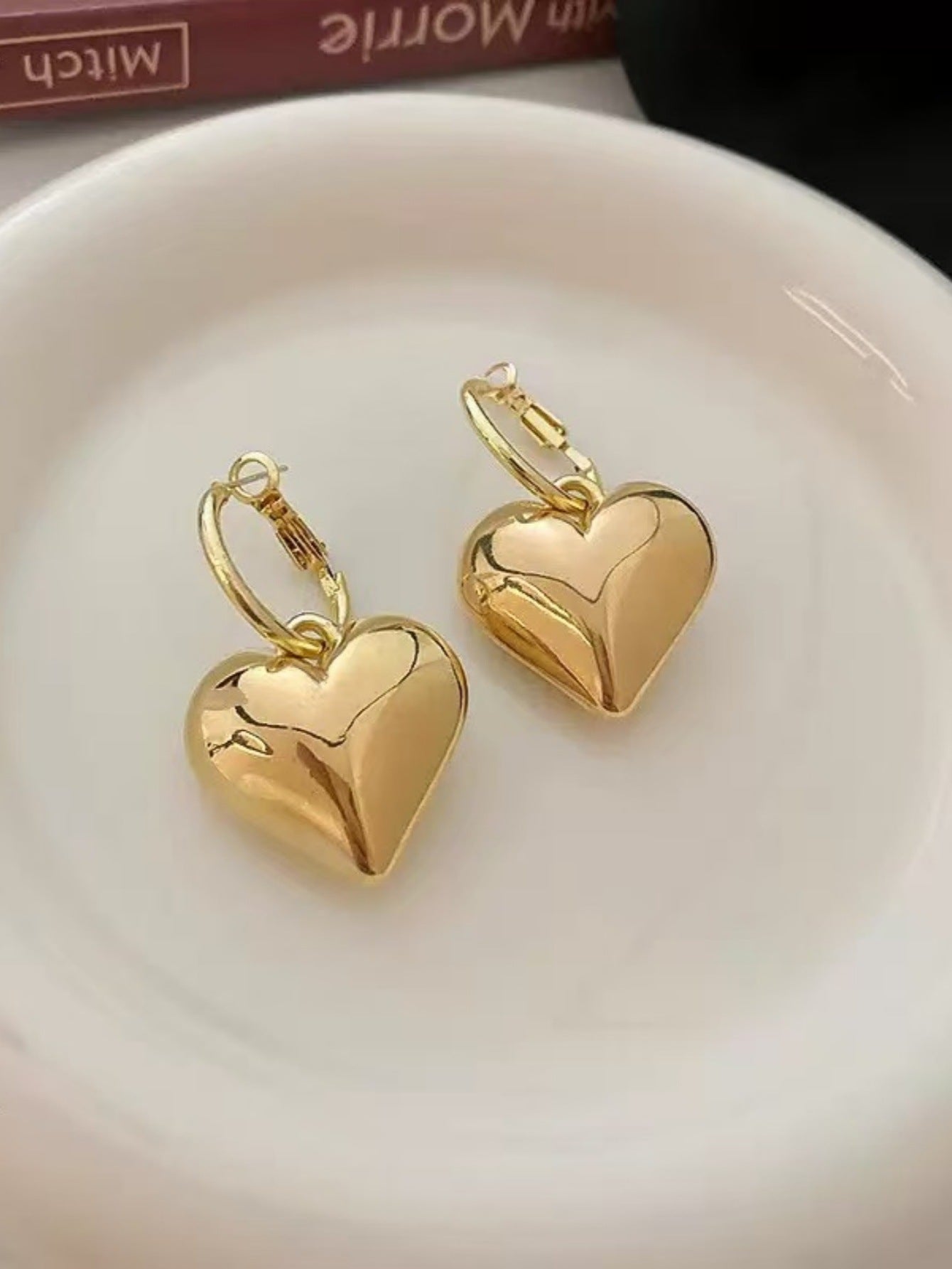 Women's Pair Cross Mirror Classic Fashion Simple Love Heart High-grade Earrings