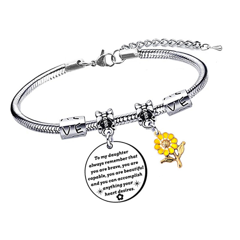 Snake Bones Chain Flower Lettering Design Advanced Inspirational Gift For Pendants
