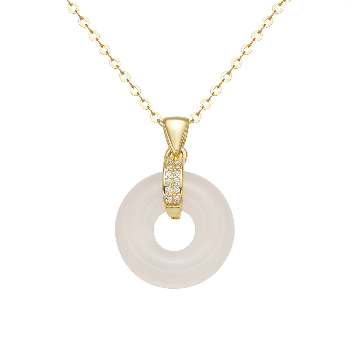 Sier Round Jade Female White Chalcedony Donut Light Pendants