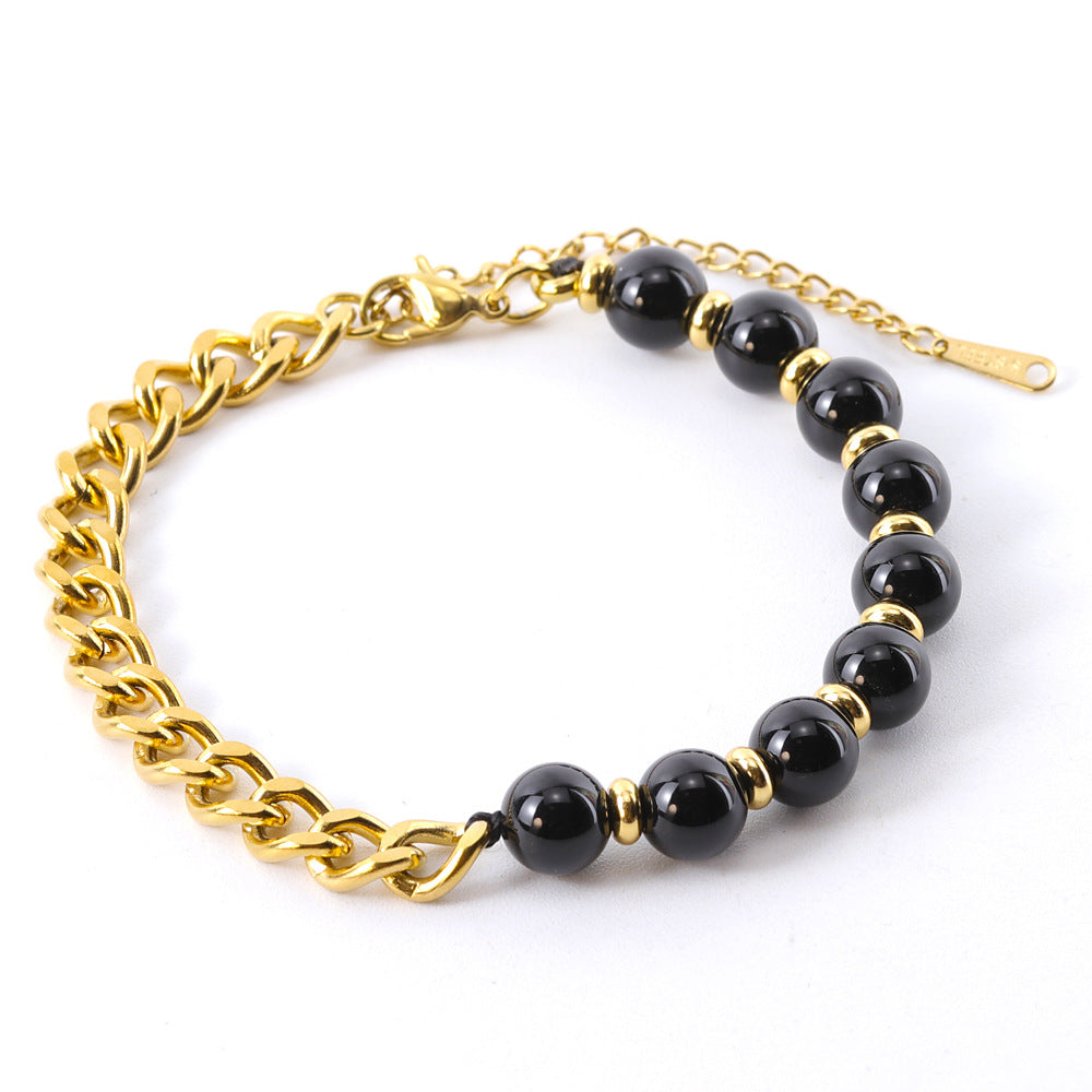 Men's Titanium Steel Cuban Set Natural Tigereye Necklaces