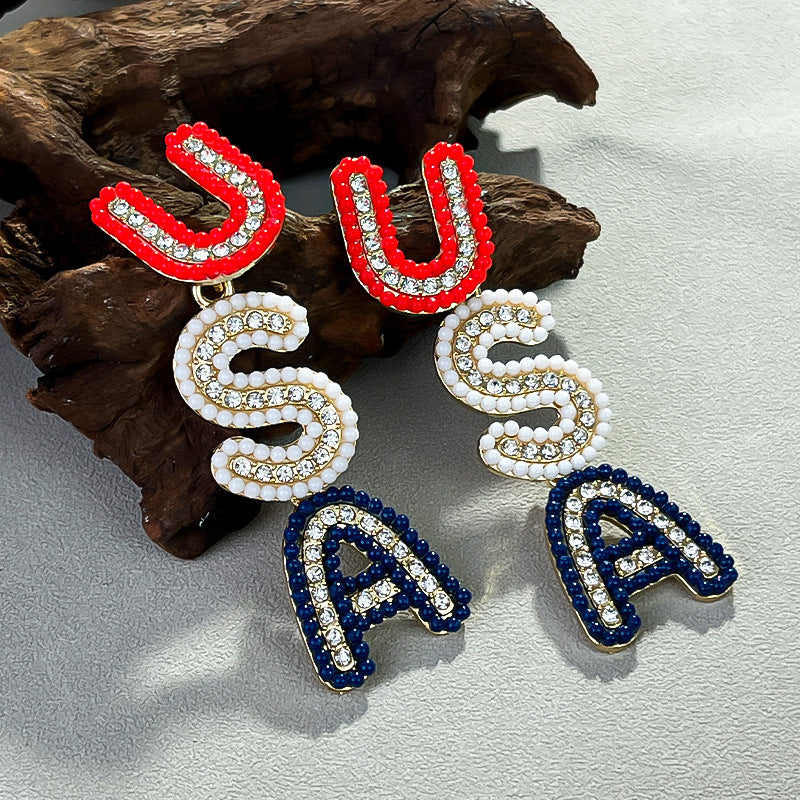 Independence Day Style English Love Bead Rings