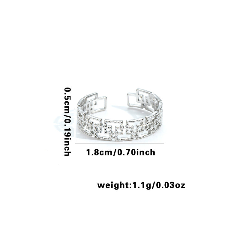 Minority Flower V-shaped Design Irregular Geometric Hollow Rings