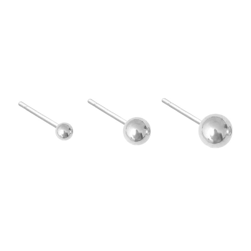 Bean-shaped Sterling Sier Simple Glossy Ball Earrings