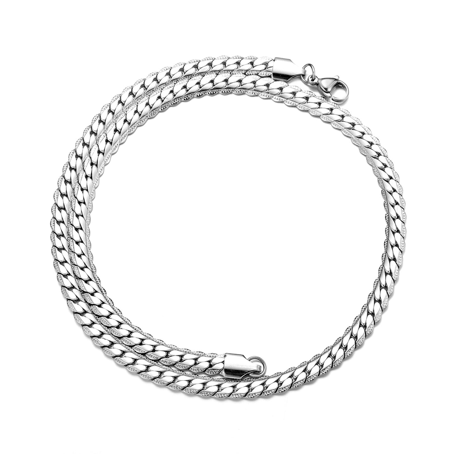 Men's Steel Flat Embossed Cuban Link Chain Necklaces