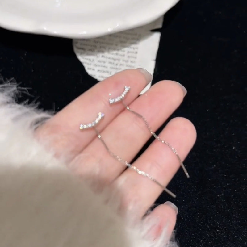 Women's High-grade Full Rhinestone Zircon Tassel Elegant Long Super Fairy Light Ear Line