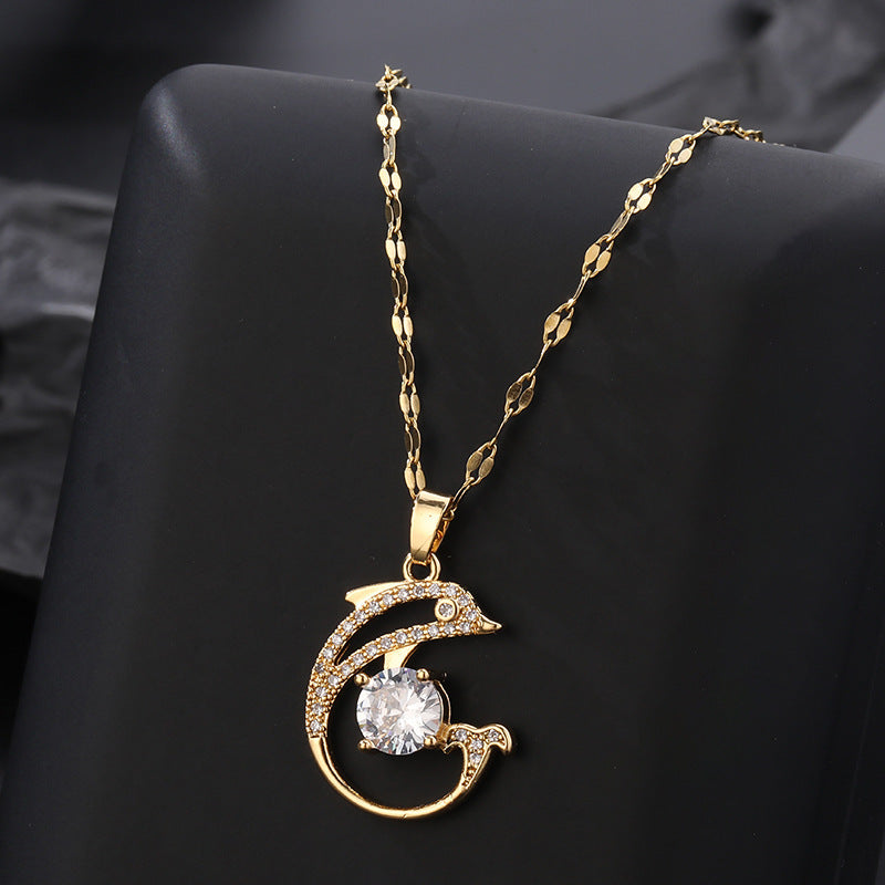 Women's Ocean Style Fish Ornament Random Match Titanium Necklaces