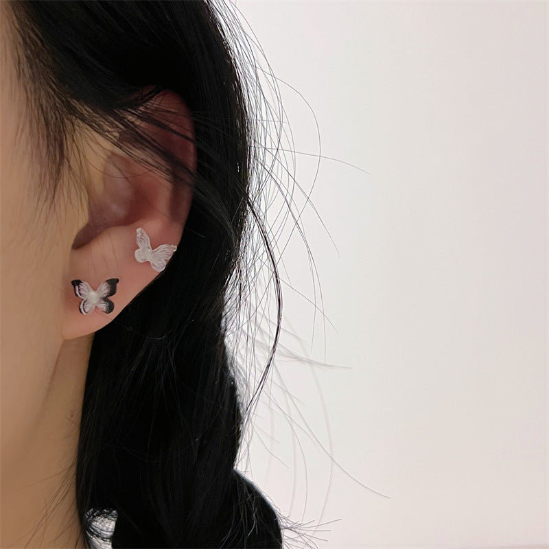 Super Fairy Sweet Butterfly Black White Earrings