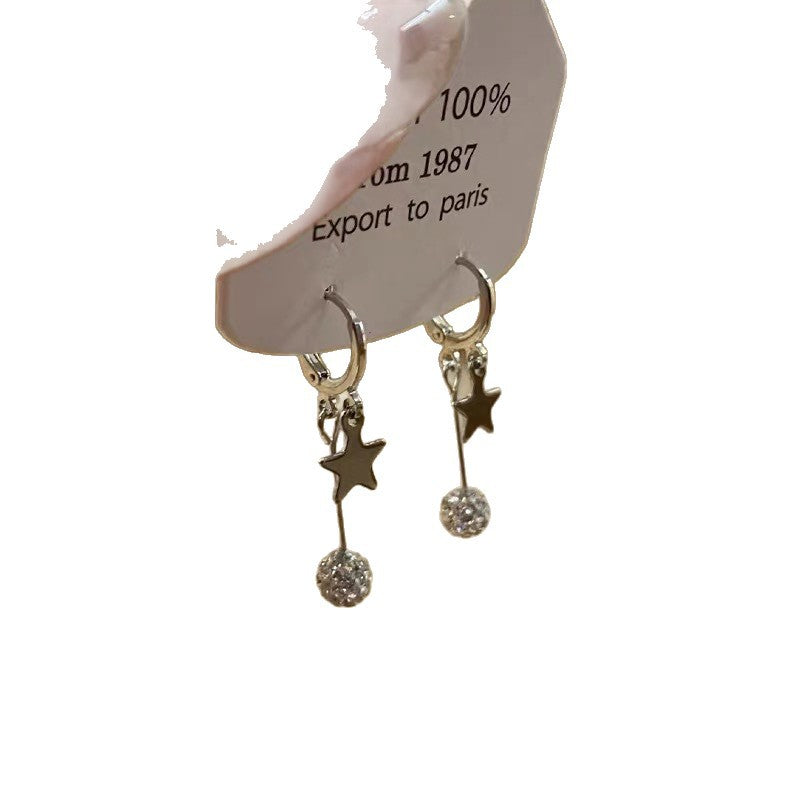 Women's Star Sparkling Zircon Refined Drop Dainty Clips Ear Buckle