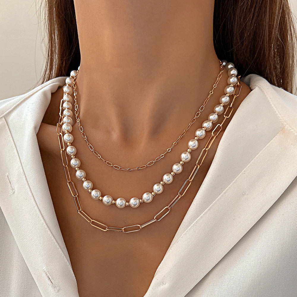 Women's Elegant Imitation Pearl Long Fashion Sweater Chain High Necklaces