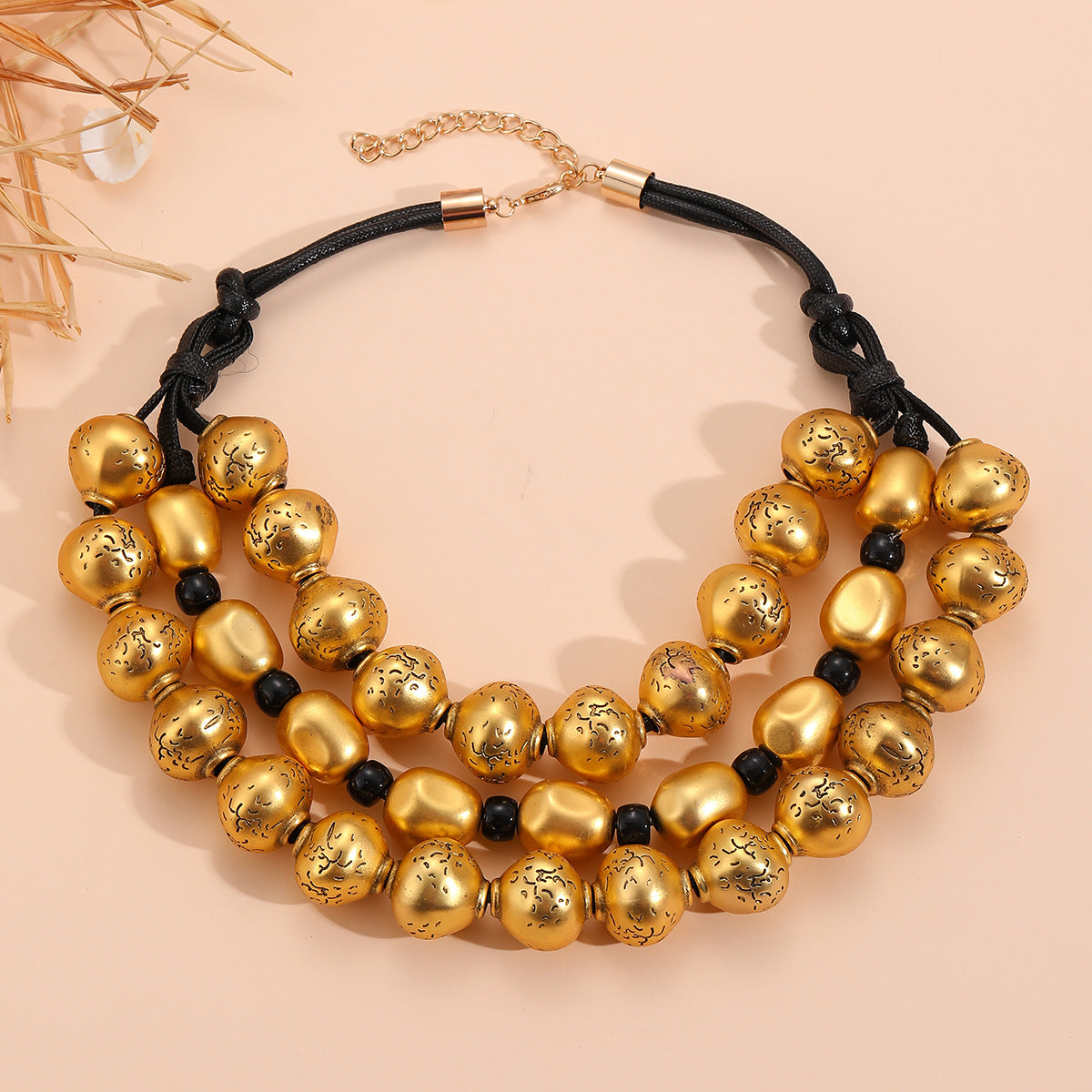 Women's Creative Z Exaggerated Gold Beads Necklaces