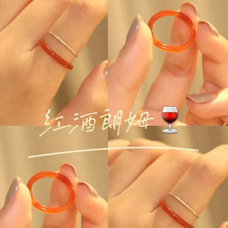 Colored Glaze Cold Style Couple Trendy Female Ring