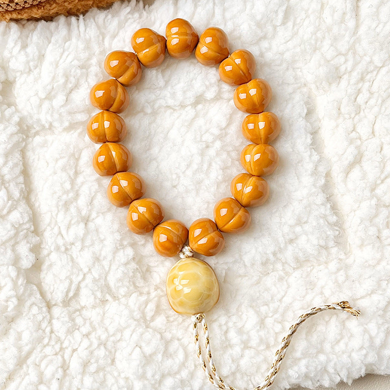 Large Size Ingot Fart Peach Monkey Head Design Ebony People Bracelet
