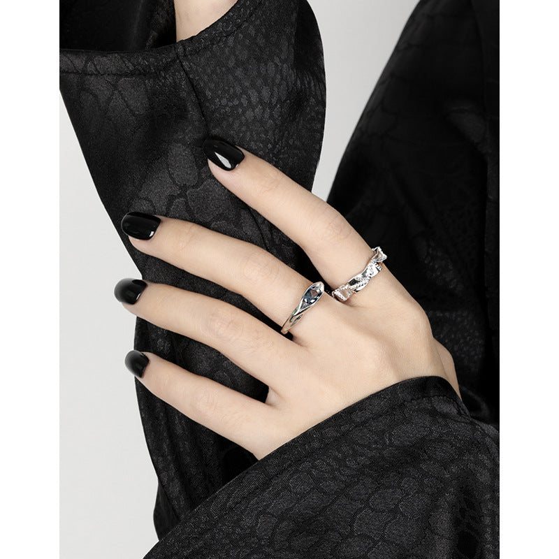 Women's Style Niche Cool Geometric Irregular Inlaid Rings