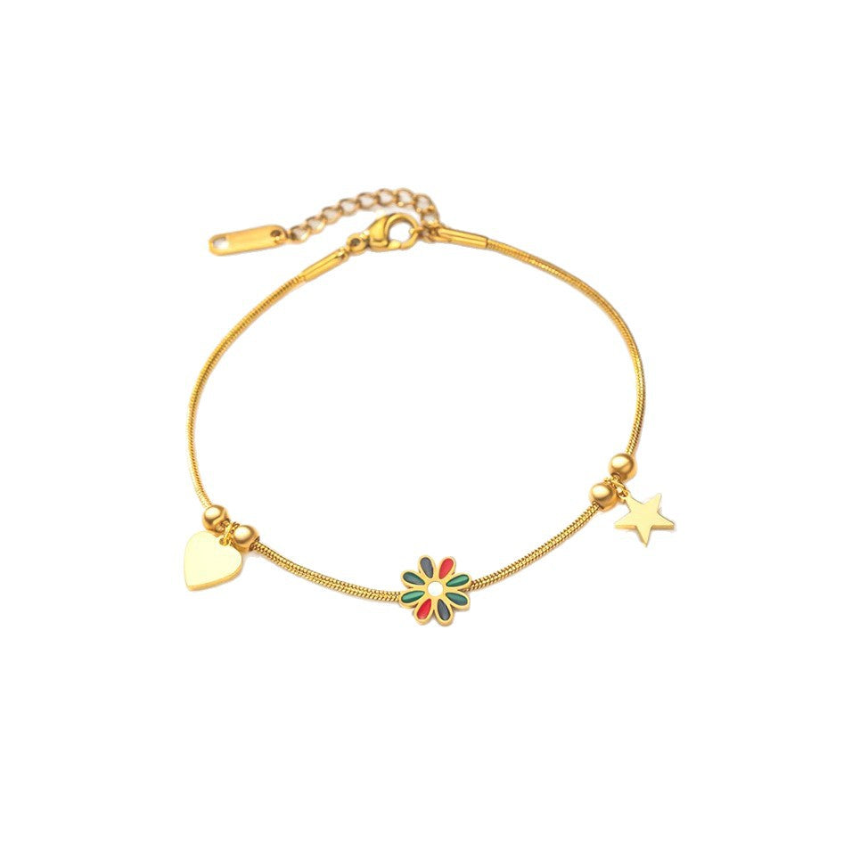 Drop Oil Daisy Gold-plated Affordable Luxury Bracelet