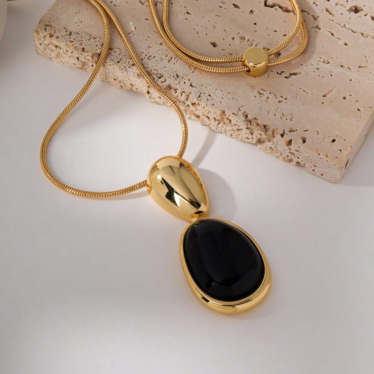 Stitching Black Onyx Design High-grade Adjustable Necklaces