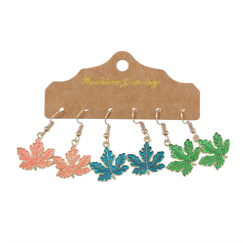 Maple Leaf Design Creative Leaves Dripping Earrings