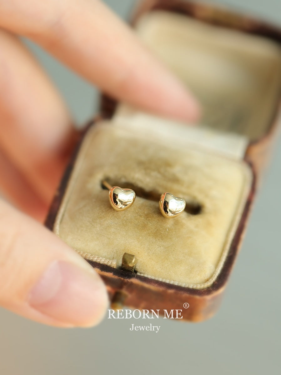 Women's Sier Gold-plated Heart-shaped Three-dimensional For Compact Temperamental Earrings
