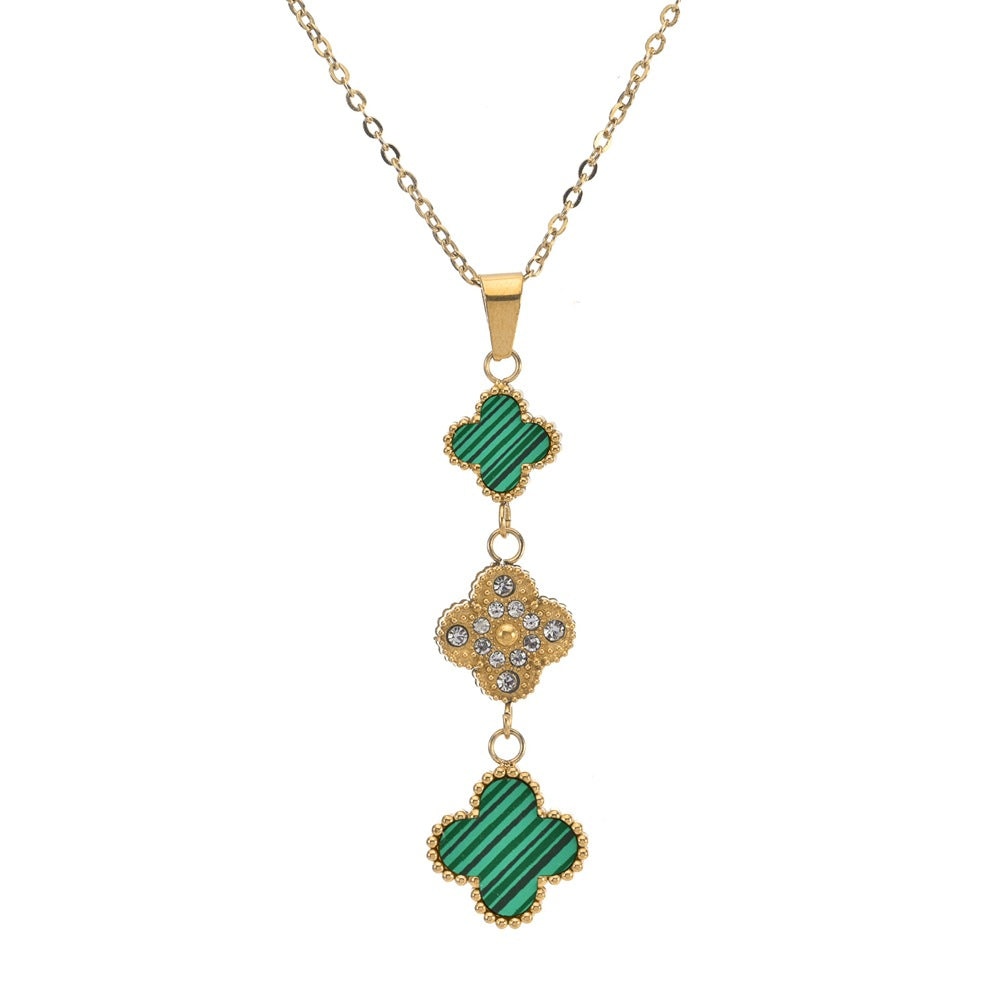 Clover Double-sided Female Temperament Titanium Steel Necklaces
