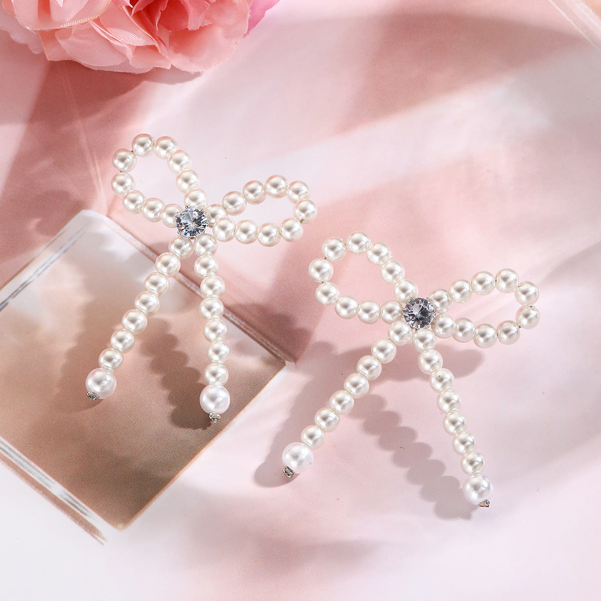 Metal Personality Fashion Imitation Pearl Beaded Earrings
