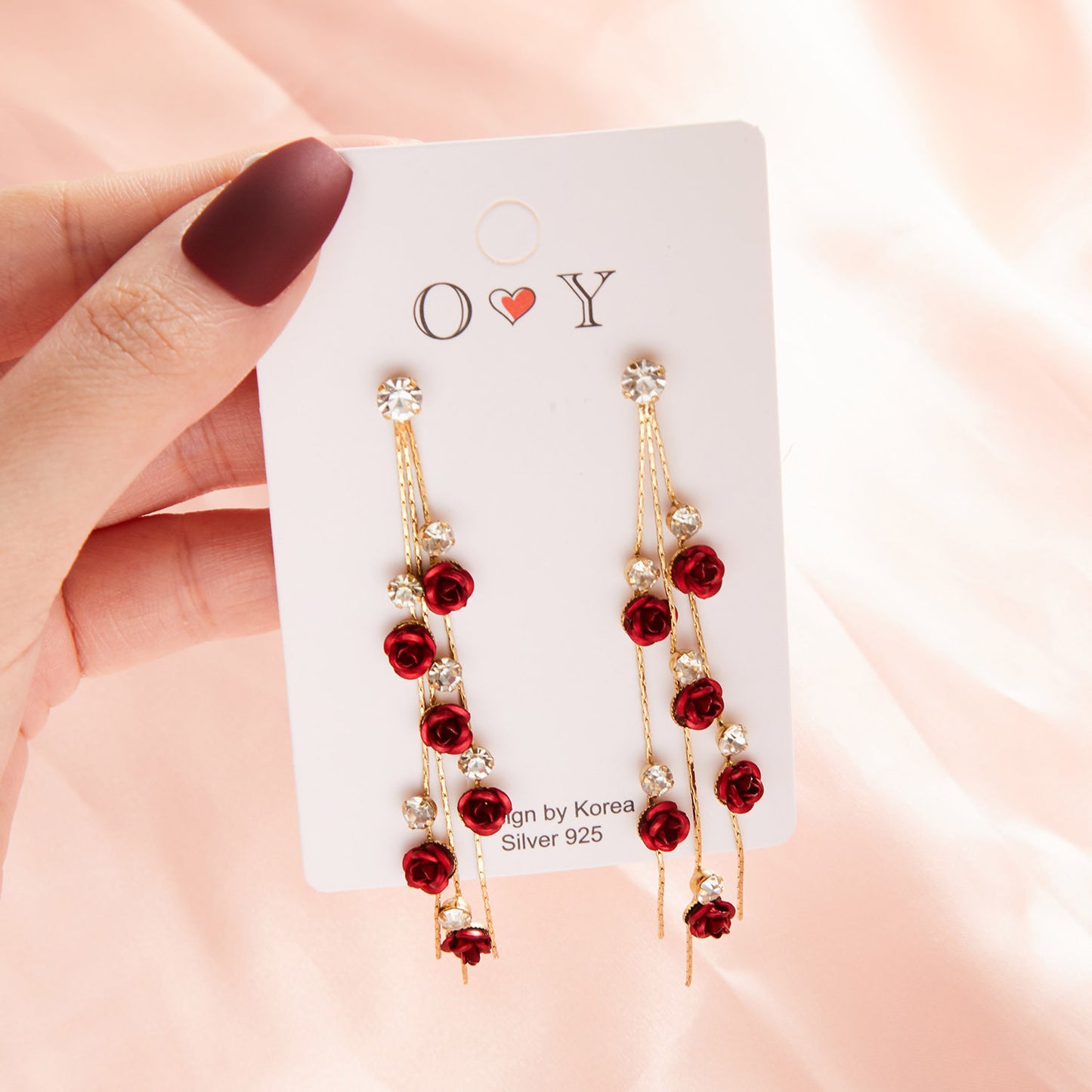 Elegant Long Rose Flower Tassel Super Earrings