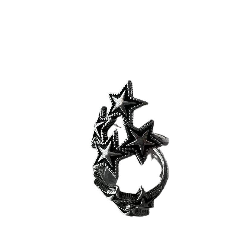 Gift Vintage Hollow Stars Carved Sun Moon Sier Rings