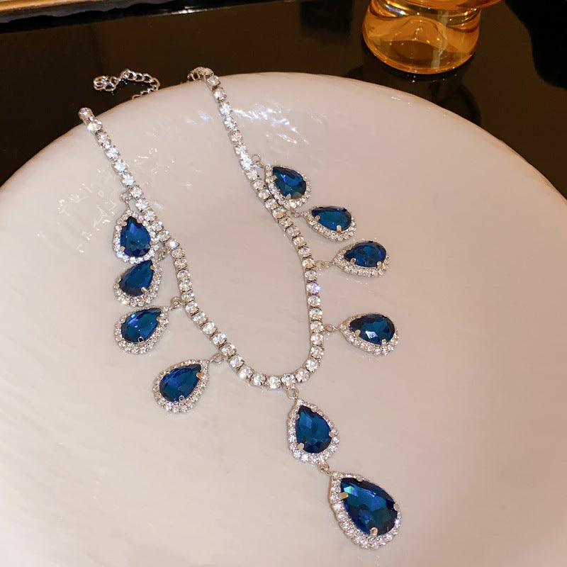 Women's Diamond Water Drop Tassel Light Luxury High-grade Niche Necklaces