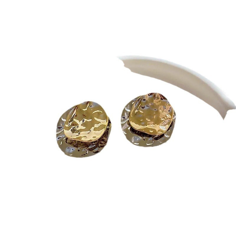 Women's Needle Elegant High Sense Irregular Metal Wafer Personality Affordable Luxury Earrings