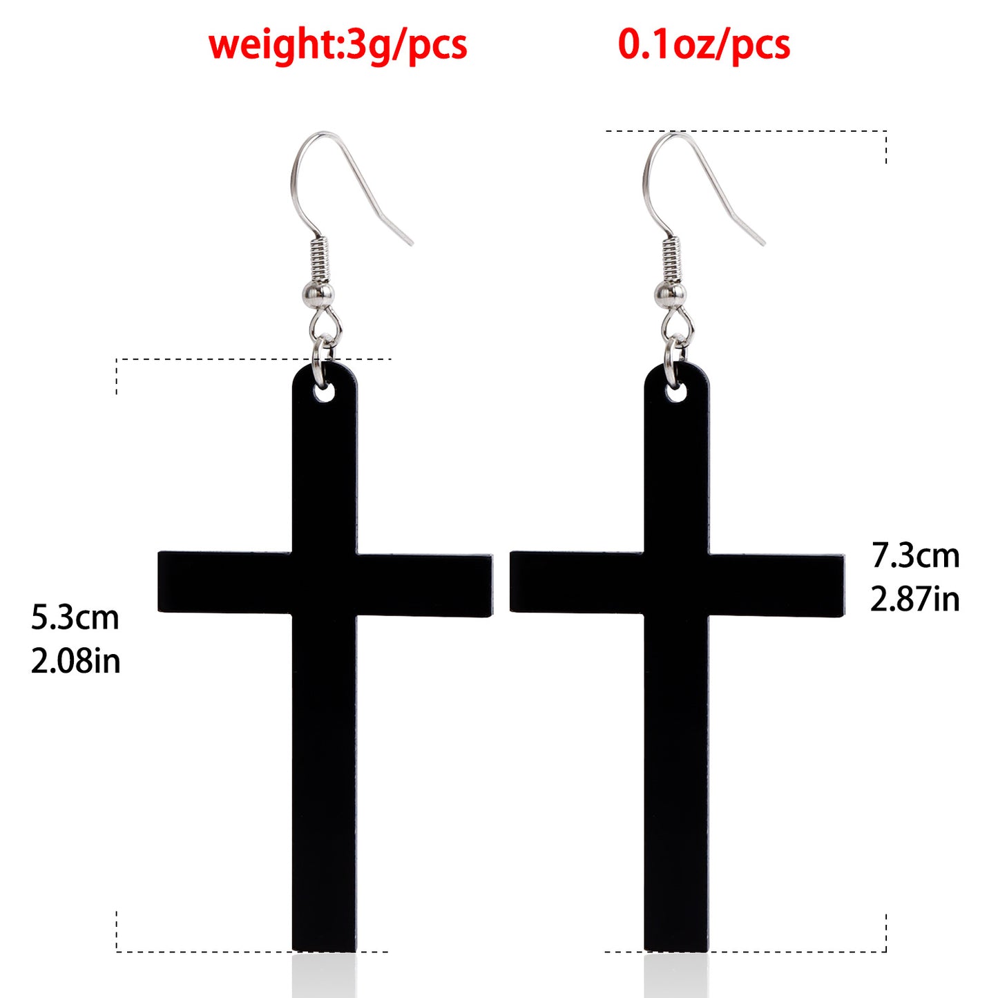 Ornament Vintage Black Resin Cross Long Earrings