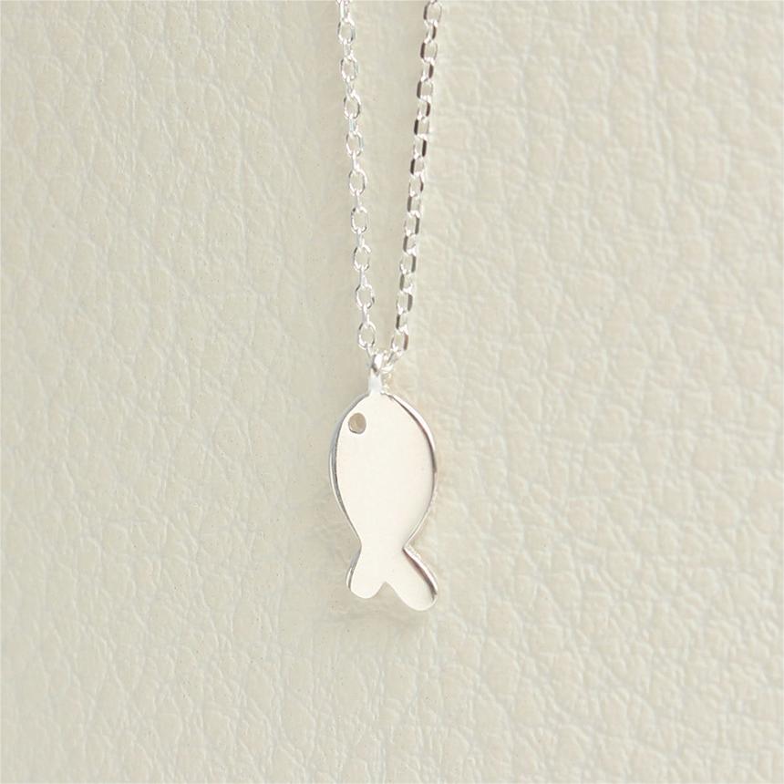 Fan Korean Style Sterling Sier Fish Necklaces