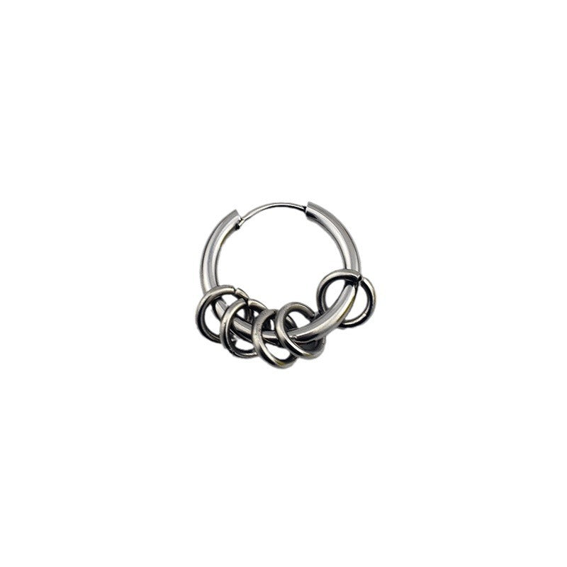 Women's & Men's Hipster Titanium Steel Round Korean Style Personality Simple Earrings