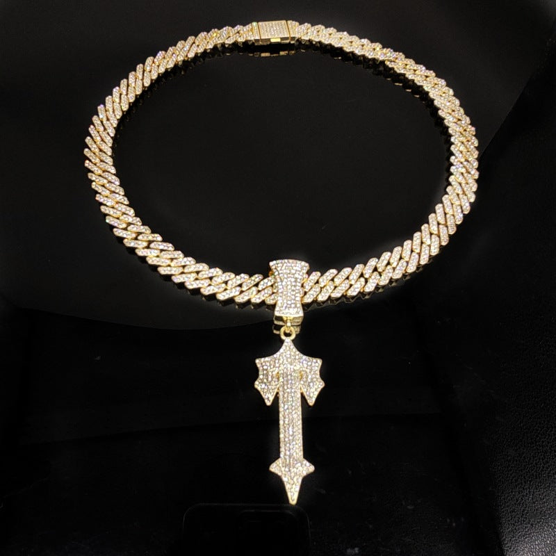 Men's Sword Cross Large Hipster Zinc Alloy Necklaces