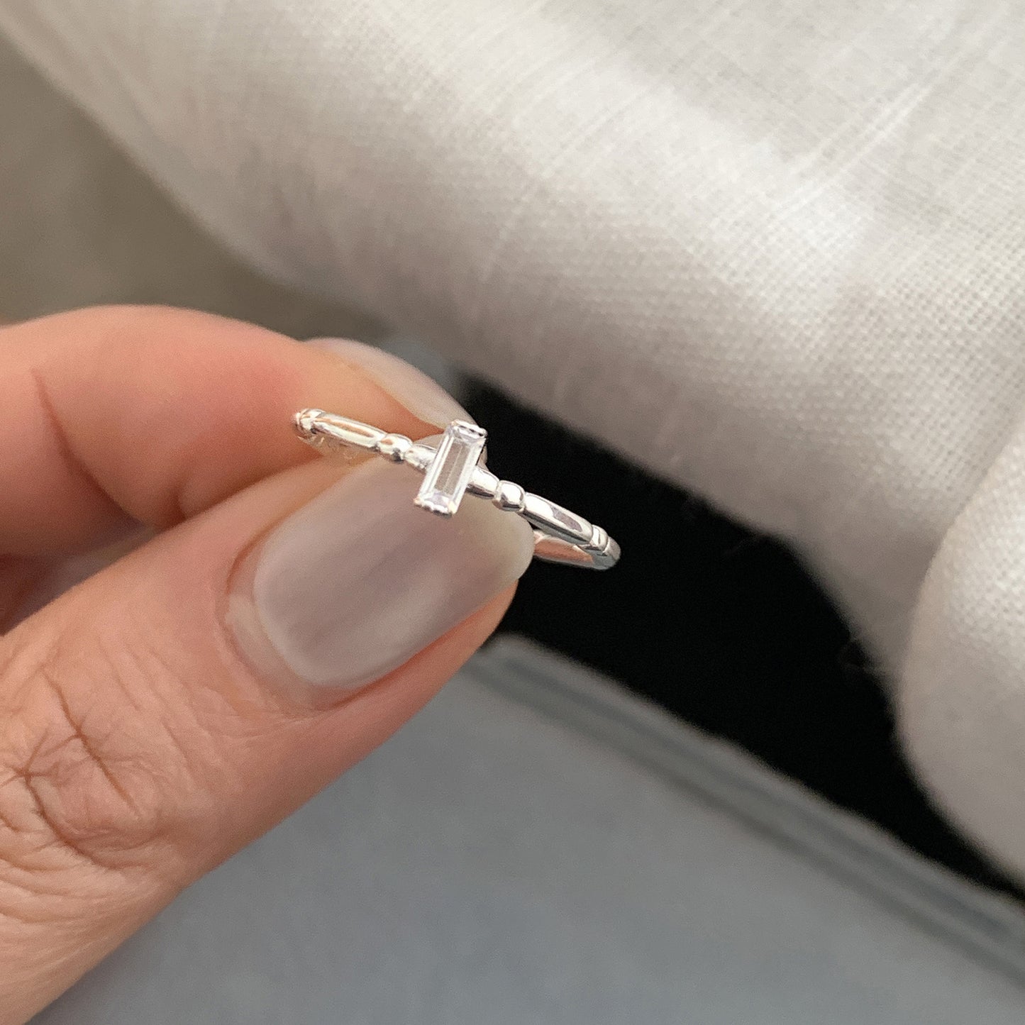 Women's Diamond Lines Sterling Sier Simple Fashion Rings