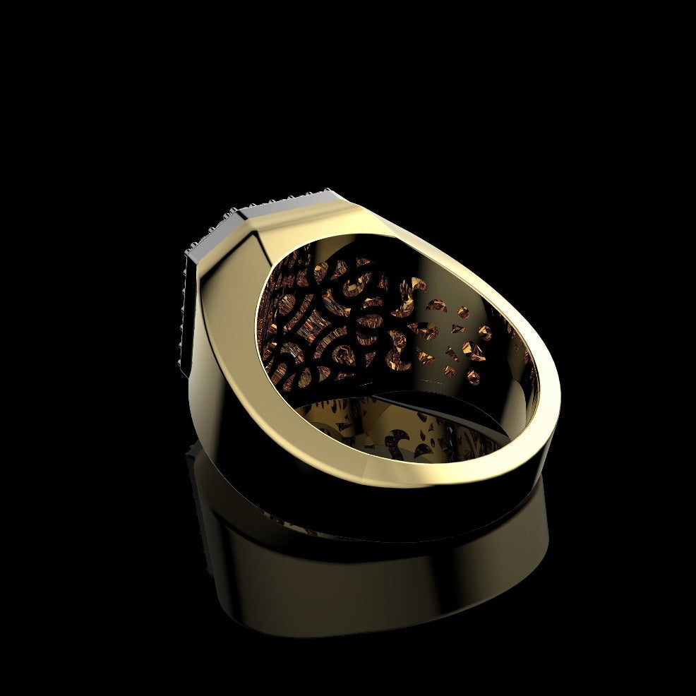 Men's New Two-color Champagne Diamond Man's Rings