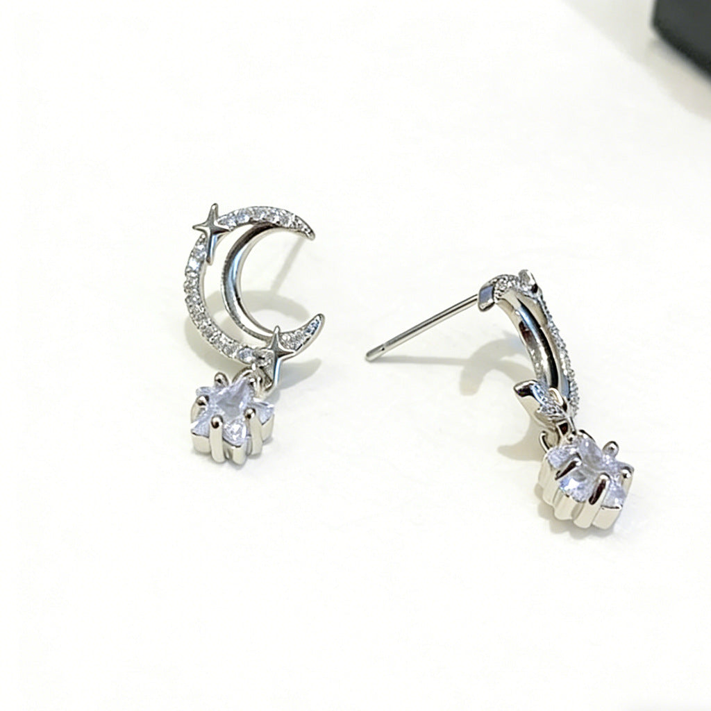 Star Mcgrady Sparkling Diamond Natural Zircon Moon Ear Affordable Luxury Earrings