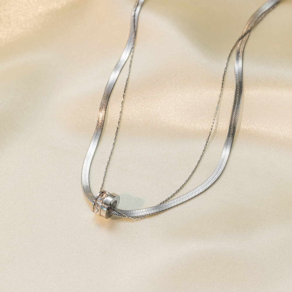 Women's Popular Twin Style Gold-plated Titanium Steel Necklaces