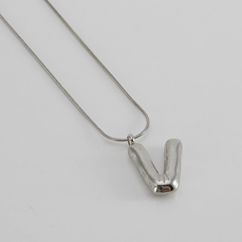 Bubble Letter Snake Bones Chain Titanium Steel Necklaces