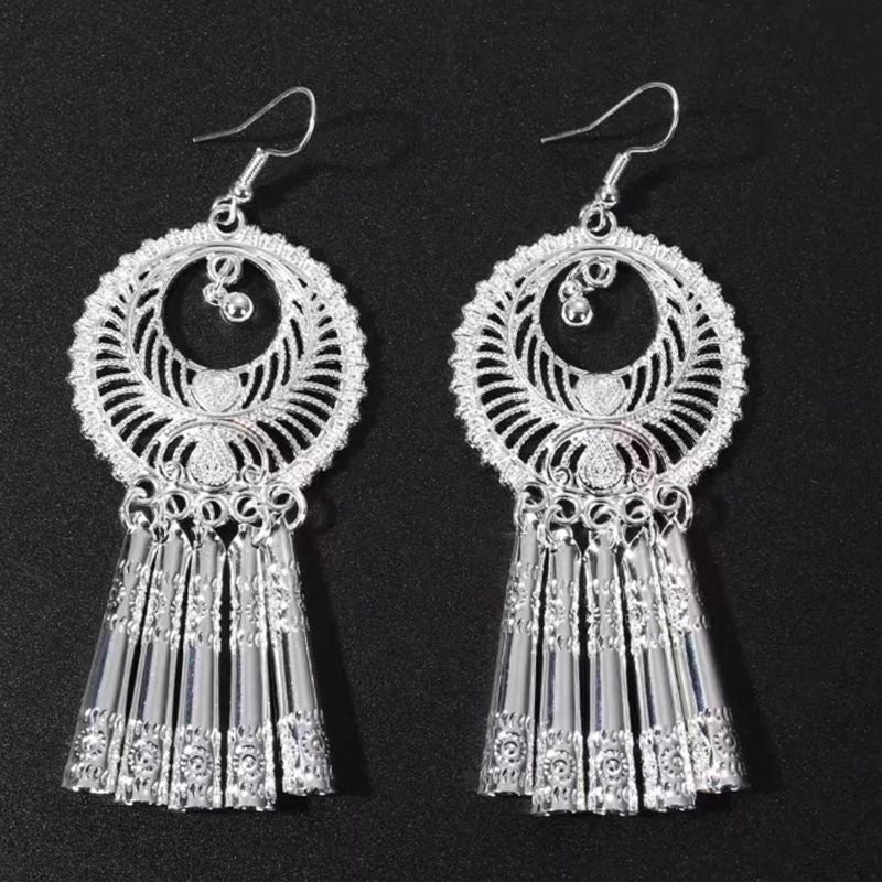 Imitation Miao Sier Ethnic Style Peacock Earrings