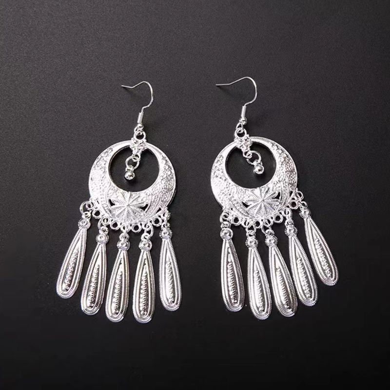 Imitation Miao Sier Ethnic Style Peacock Earrings