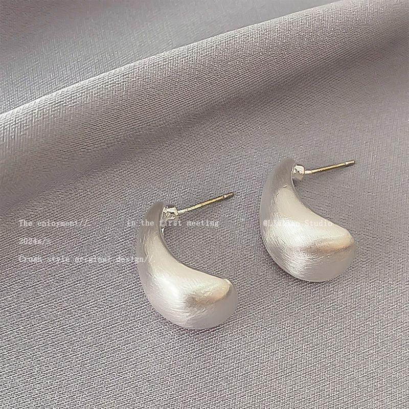 Metal Pleated Geometric Simple Minority Sier Series Earrings