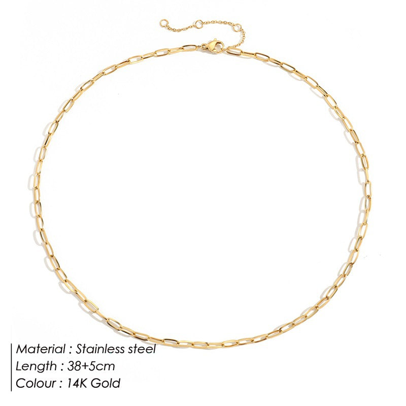 Women's Stainless Steel Gold-plated Single Chain Titanium Necklaces